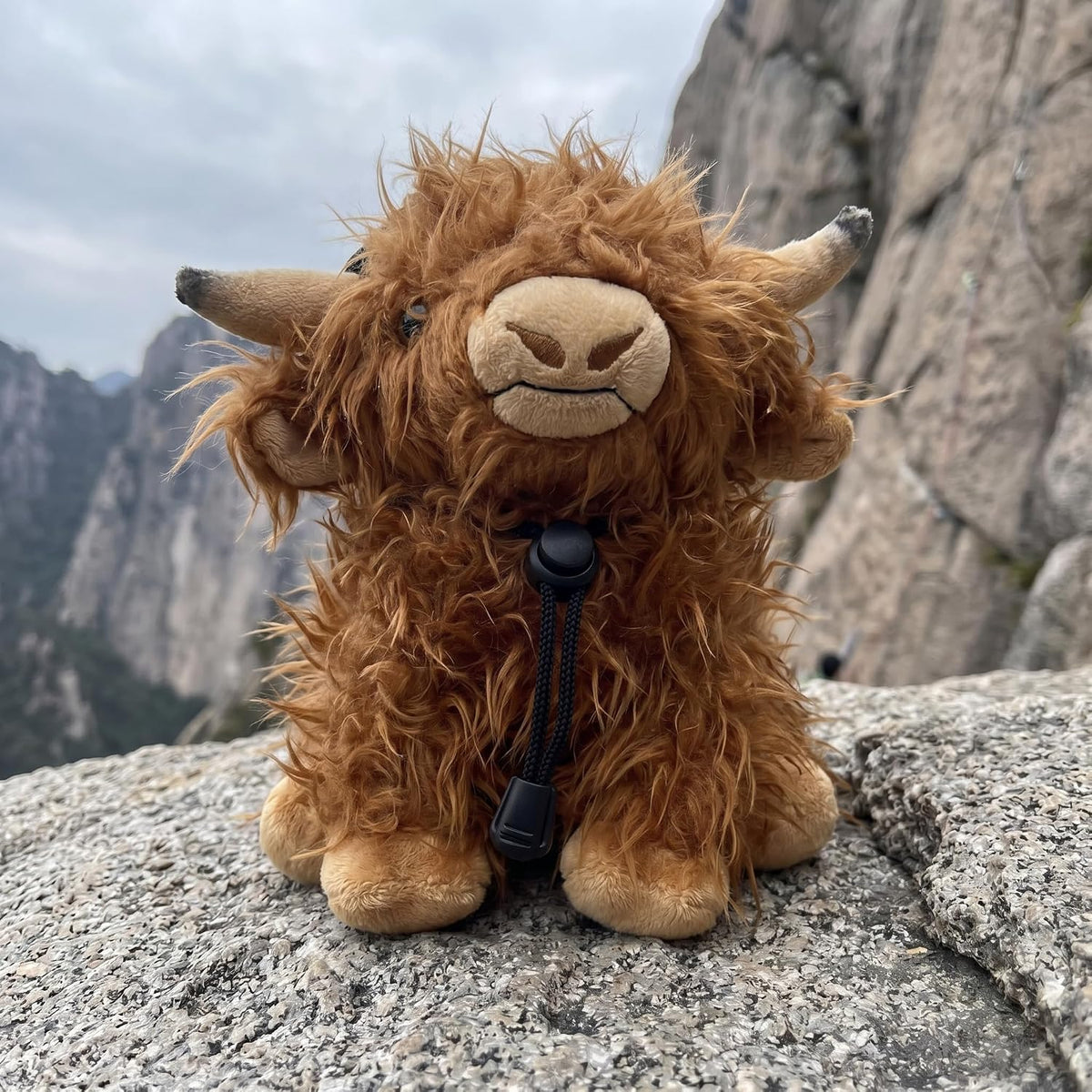 Highland Cow Plush Rock Climbing Chalk Bag, Cute Plush Animal，Drawstring Closure & Adjustable Belt，Bouldering & Gymnastics, Soft Fluffy Cow Chalk Pouch, Unique Climbing Gear Gift for Climbers