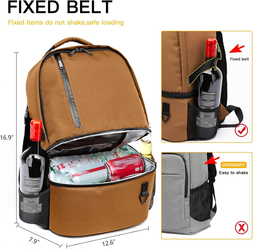 TUGUAN Dual Compartment Cooler Backpack Insulated 16Cans Lunch Box Backpack