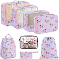 8 Set Packing Cubes for Travel, Durable Luggage Packing Organizers, Carry-On Accessories, TSA Approved See-Through Cubes, Space-Saving Storage Bags, Gifts for Women (Purple Dog)