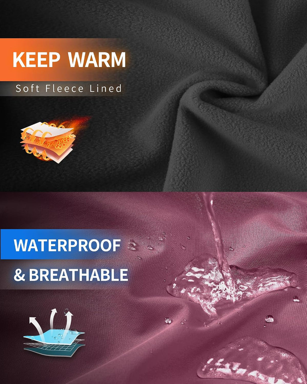 Outdoor Ventures Women's Softshell Jacket Fleece Lined Waterproof Rain Coat