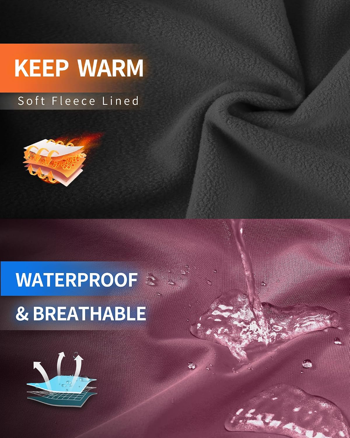 Outdoor Ventures Women's Softshell Jacket Fleece Lined Waterproof Rain Coat