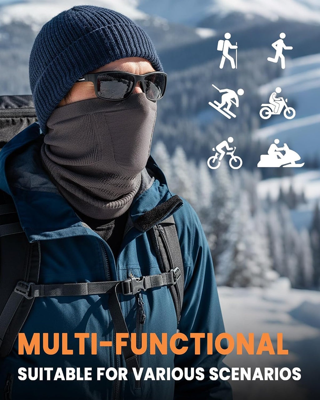 YANIKY Winter Neck Warmer Gaiter Ski Face Mask, Breathable Fleece Balaclava Windproof Cold Weather Scarf