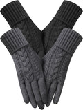 2 Pairs Winter Gloves for Women Cold Weather, Touch Screen Thermal Warm Fleece Lined Knit Gloves for Christmas Gifts