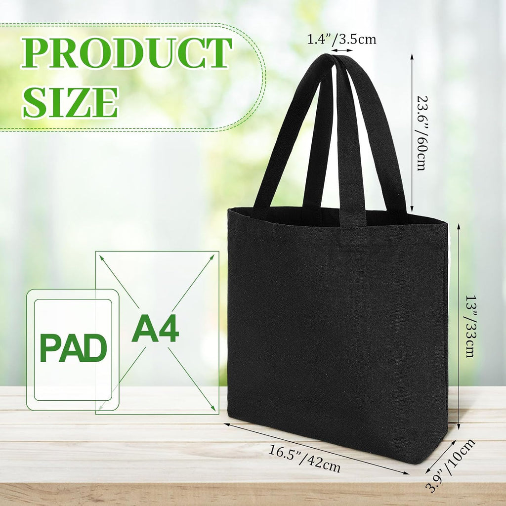 Silkfly 15 Pcs Canvas Tote Bags Bulk Blank Cotton Canvas Bag with Zipper Handles Reusable Plain Grocery Makeup Handbag for DIY(16.5x13.4'', Black)
