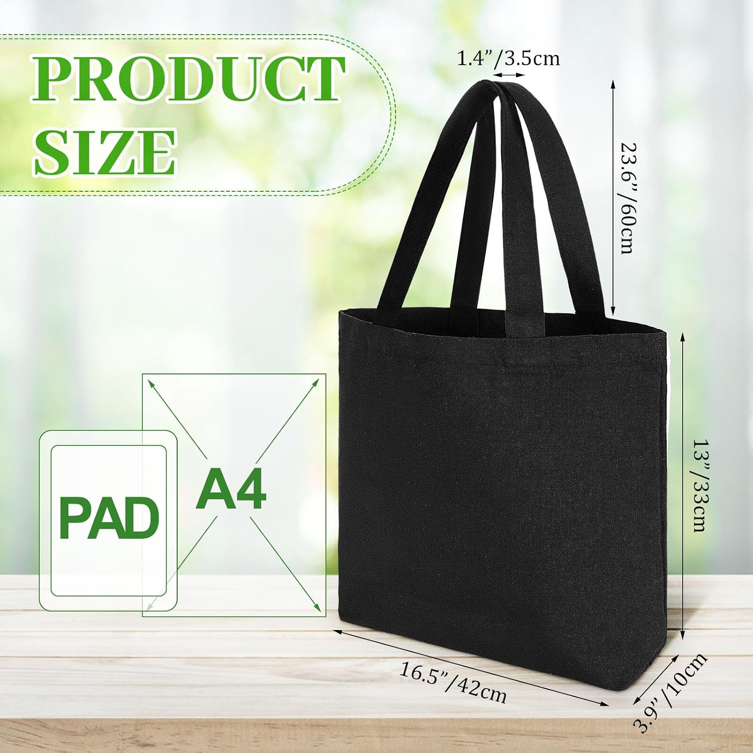 Silkfly 15 Pcs Canvas Tote Bags Bulk Blank Cotton Canvas Bag with Zipper Handles Reusable Plain Grocery Makeup Handbag for DIY(16.5x13.4'', Black)