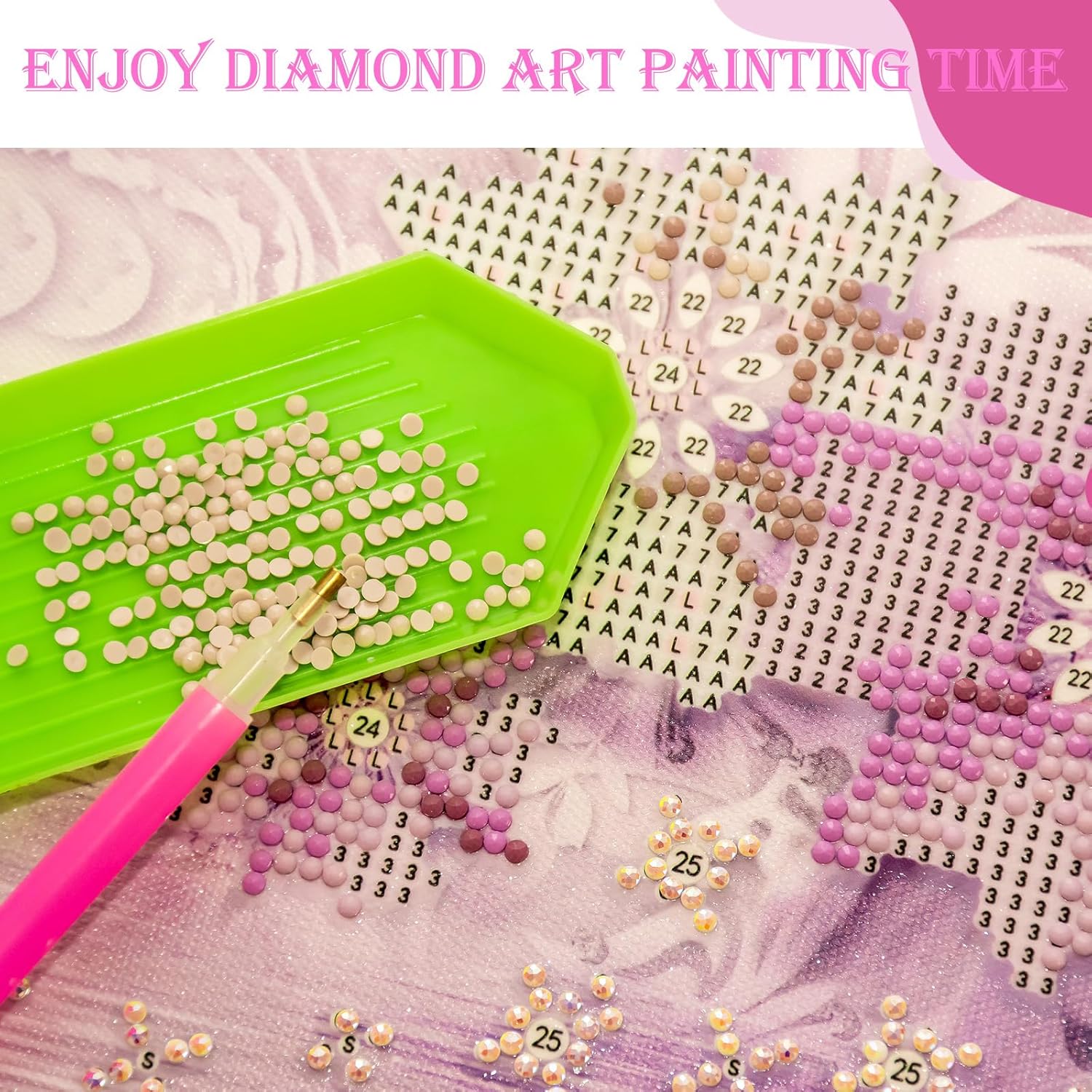 Affrolling 90 Pcs Diamond Art Tools, Drill Pens Trays Glue Clay