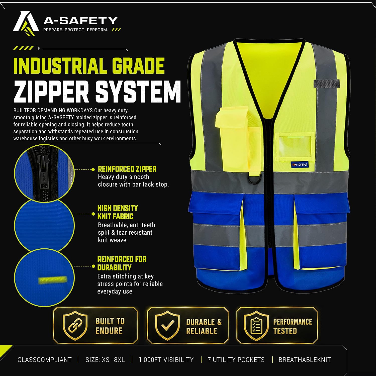 A-SAFETY High Visibility Reflective Safety Vest Customize Logo (XS-8XL)