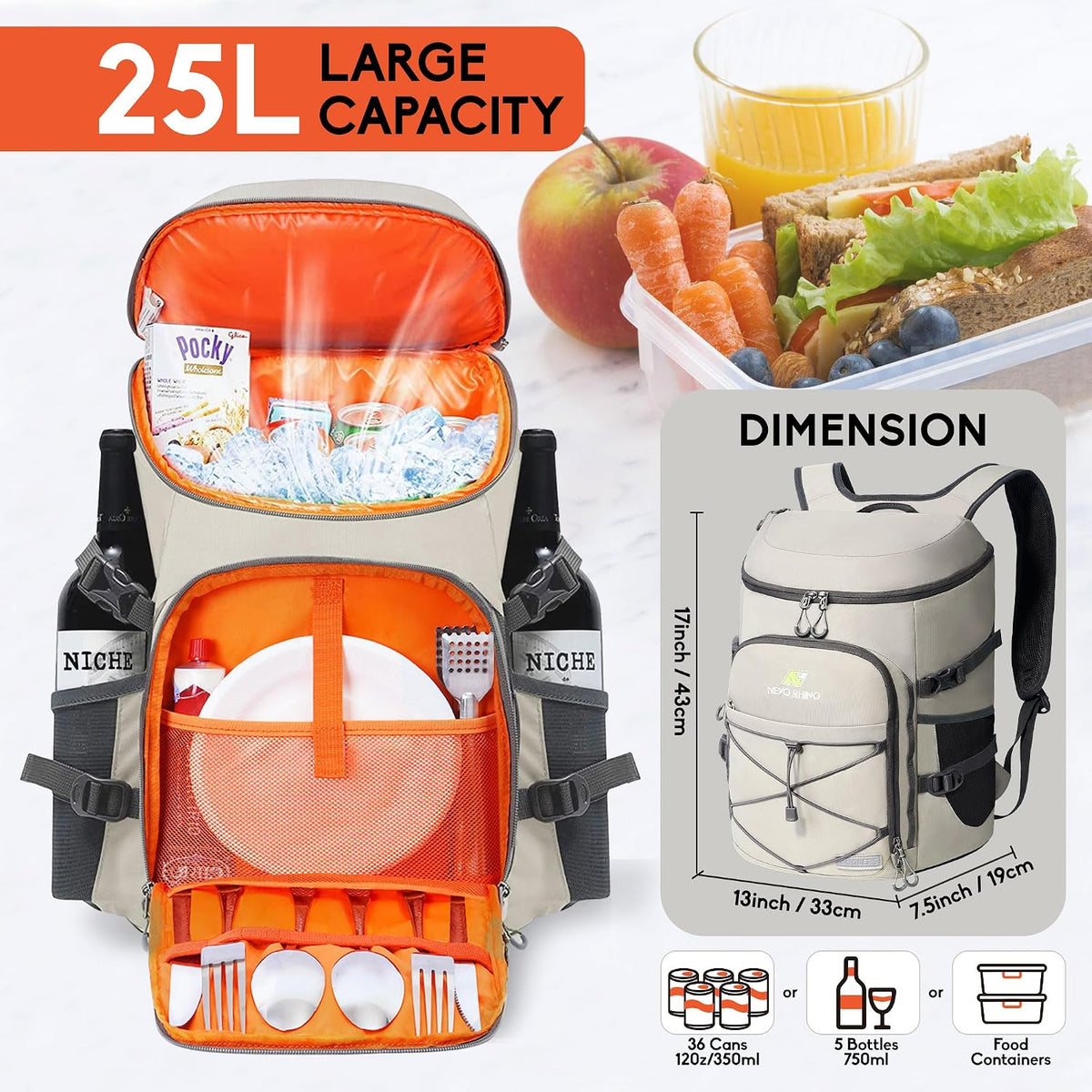 N NEVO RHINO Backpack Coolers Insulated Leak Proof 36/54 Cans