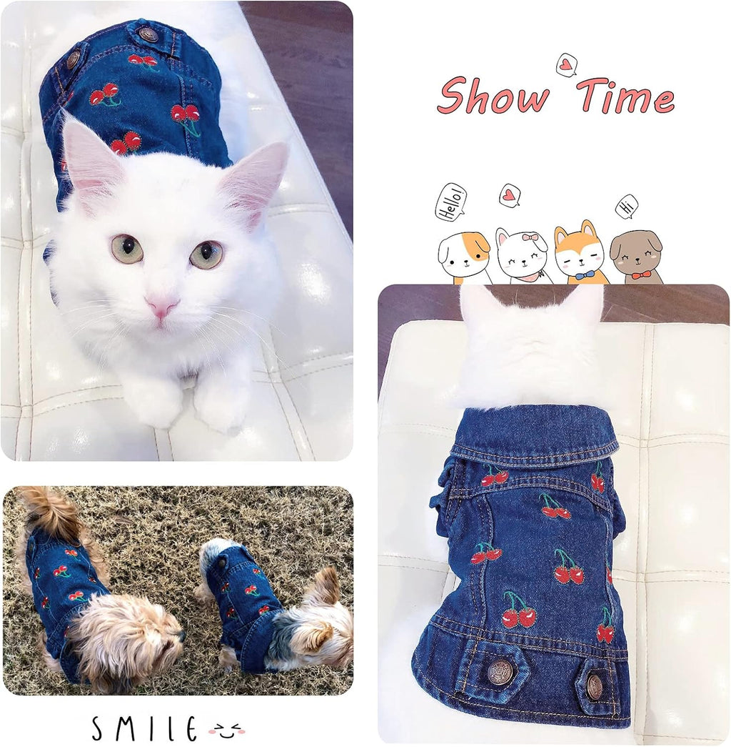 SILD Pet Clothes Dog Jeans Jacket Denim Shirt Small Medium Dogs Lapel Vests