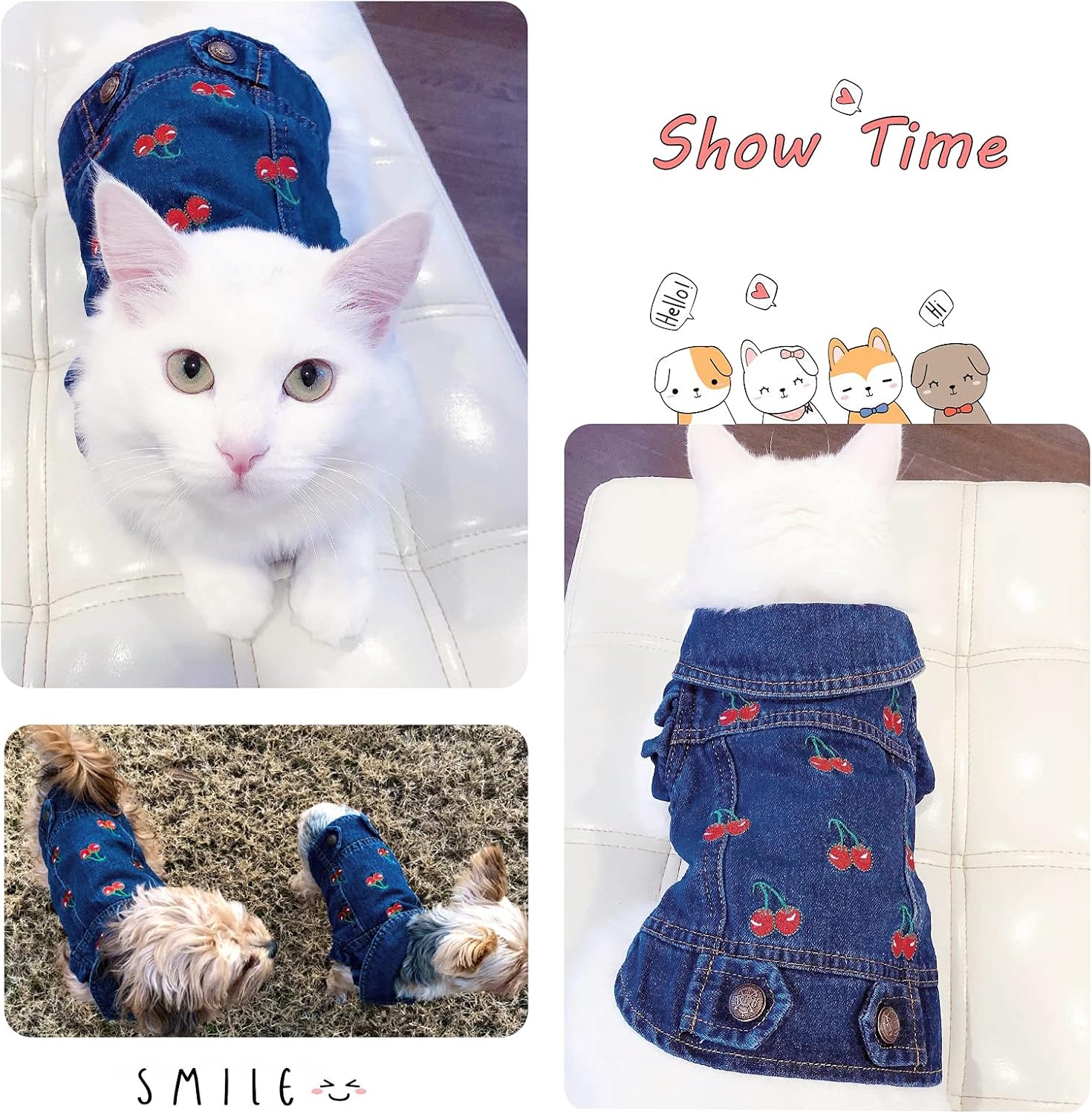 SILD Pet Clothes Dog Jeans Jacket Denim Shirt Small Medium Dogs Lapel Vests