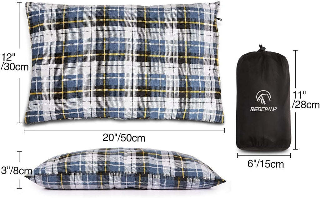 REDCAMP 2PCS Small Camping Pillow for Sleeping, Travel Pillow, Blue