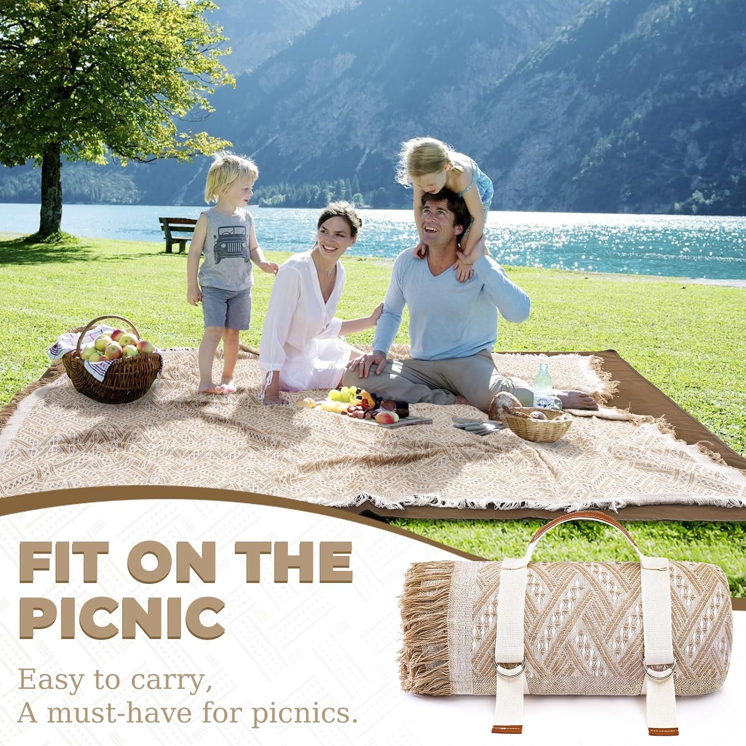 2 in 1 Extra Large Camping Blanket Outdoor Picnic Yoga Mat Lightweight Car Essential Roadtrip Gadget Rv Accessories Glamping Tent Gear Must Haves Hiking Stuff Backpacking Necessities Women Beach Gift