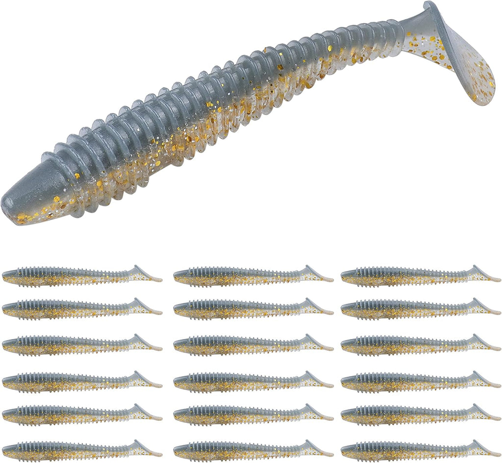 RUNCL Swimbaits Paddle 10/20/30/40PCS, 5/4/3/2 Inchs Paddle Tail, Soft Lure for Trout Crappie Bass, Durable Plastic Bait Swimmer for Saltwater/Freshwater, Fishing Lover's Gift