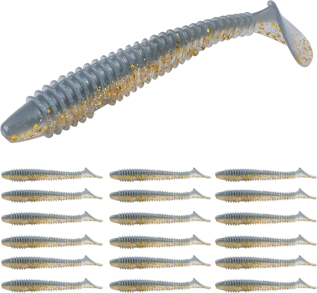 RUNCL Swimbaits Paddle 10/20/30/40PCS, 5/4/3/2 Inchs Paddle Tail, Soft Lure for Trout Crappie Bass, Durable Plastic Bait Swimmer for Saltwater/Freshwater, Fishing Lover's Gift