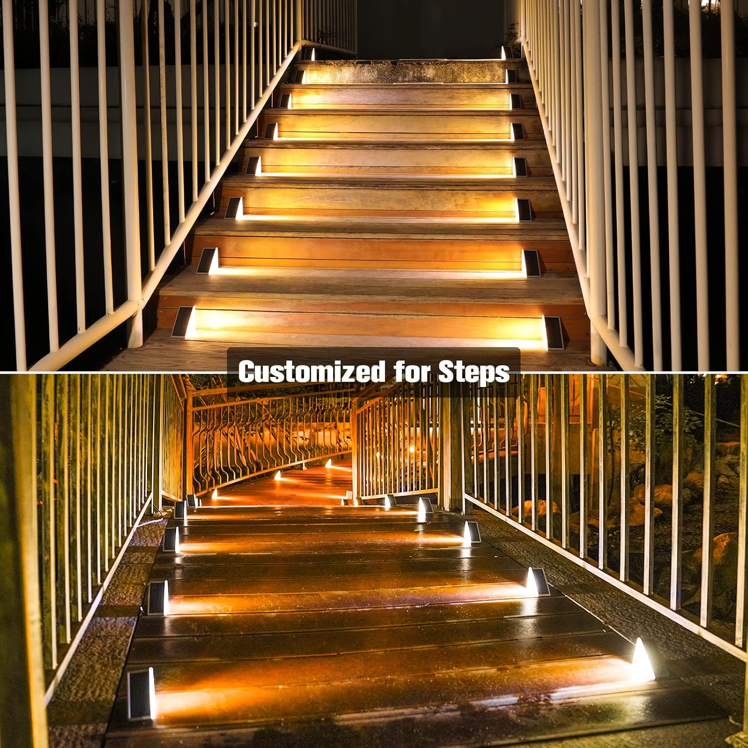 VOLISUN Solar Stair Lights 6 Pack, Solar Step Lights Outdoor Waterproof