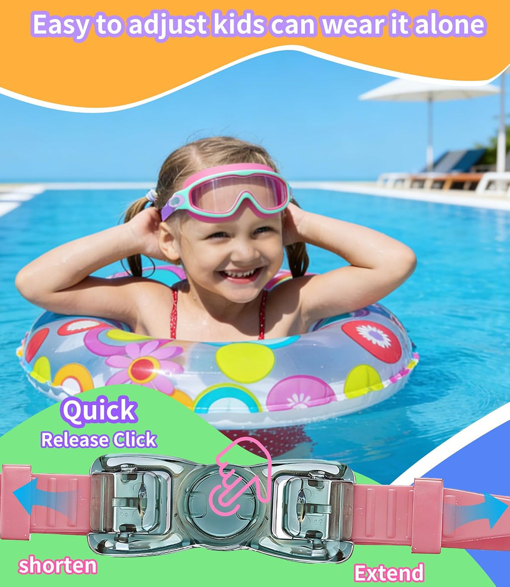 kids Swim Goggles 2 Pack Anti-UV Anti-Fog Wide View Swimming Goggles for Kids 3-14