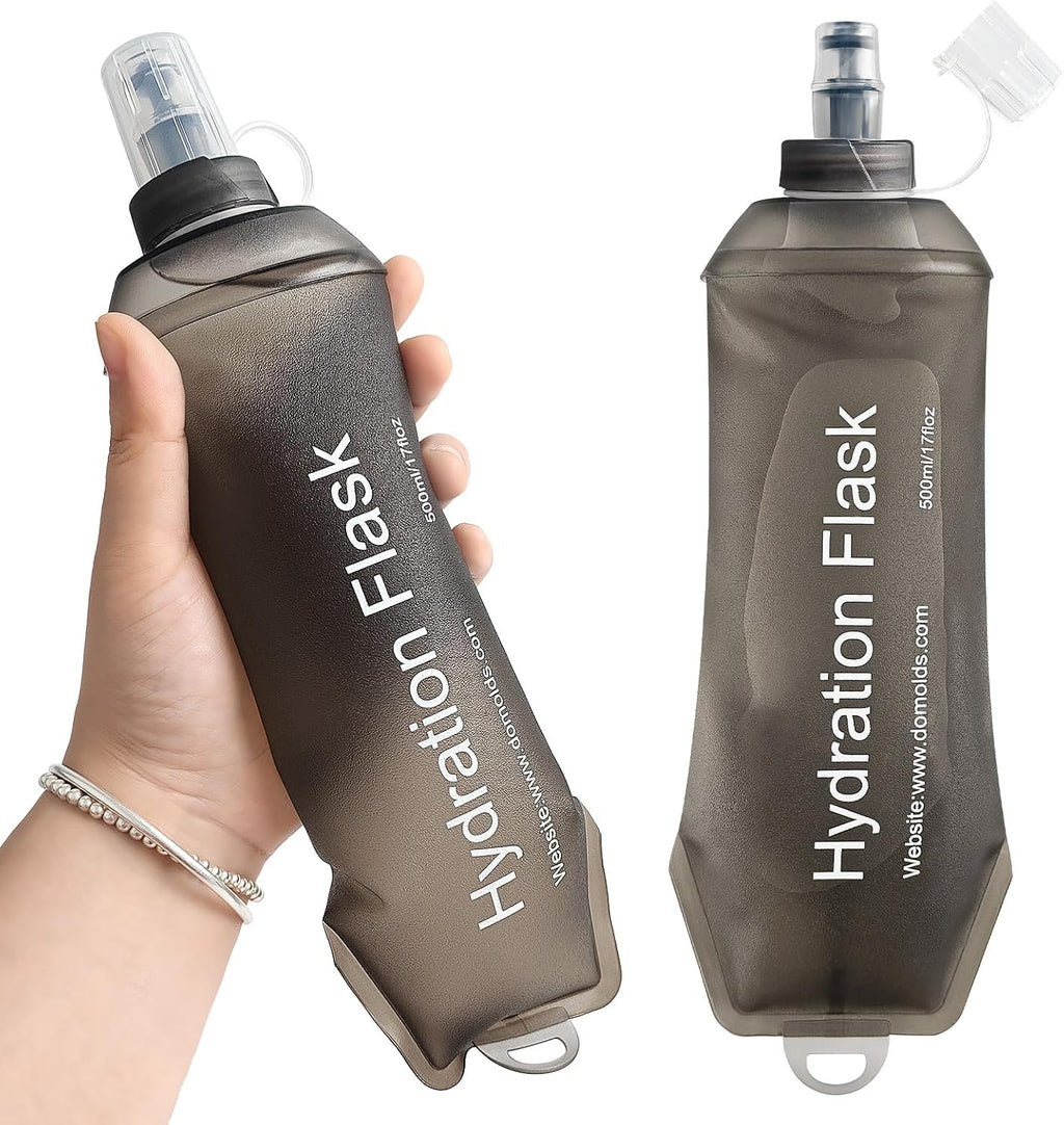 GUYI GYGYL Soft Flask Collapsible Water Bottle for Sports, 500ml Grey 2pcs