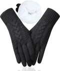 Winter Gloves for Women, Touch Screen Cold Weather Thermal Warm Knit Glove with Thick Fleece Liners Christmas Gifts