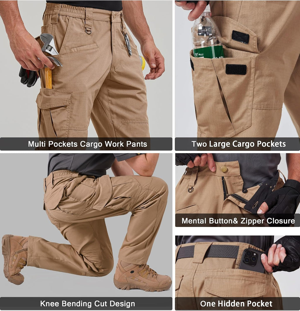 CNBQDD Mens Work Pants Cargo Tactical Construction for Men Ripstop Waterproof Lightweight Outdoor Hiking with Pockets