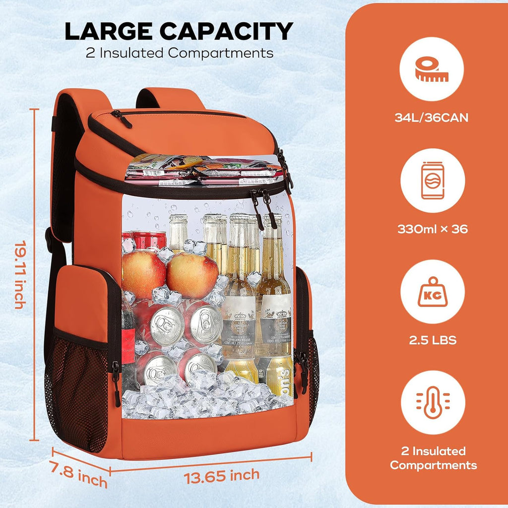 Maelstrom Insulated Cooler Backpack, 36 Can Soft Cooler Ice Chest Bag