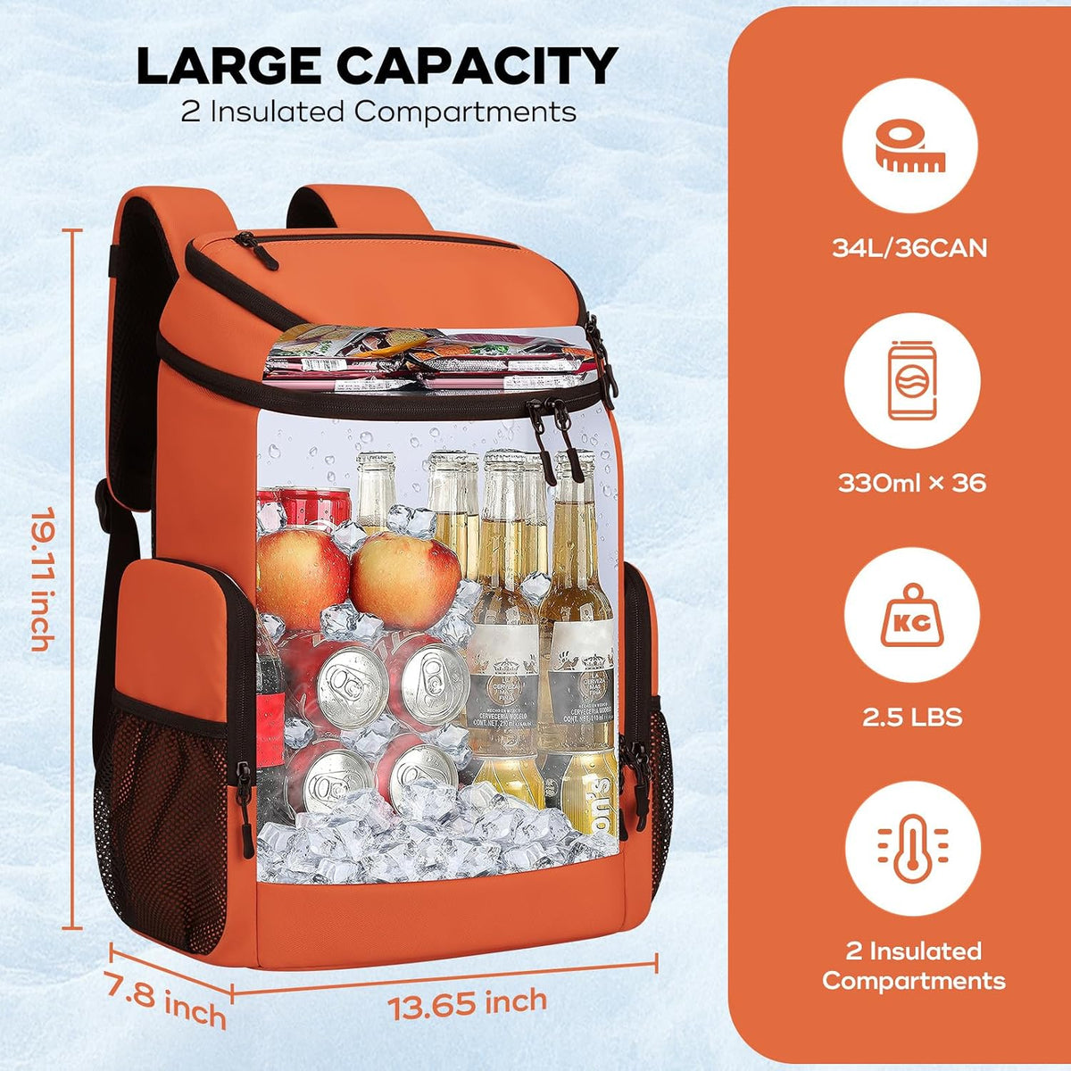 Maelstrom Insulated Cooler Backpack, 36 Can Soft Cooler Ice Chest Bag