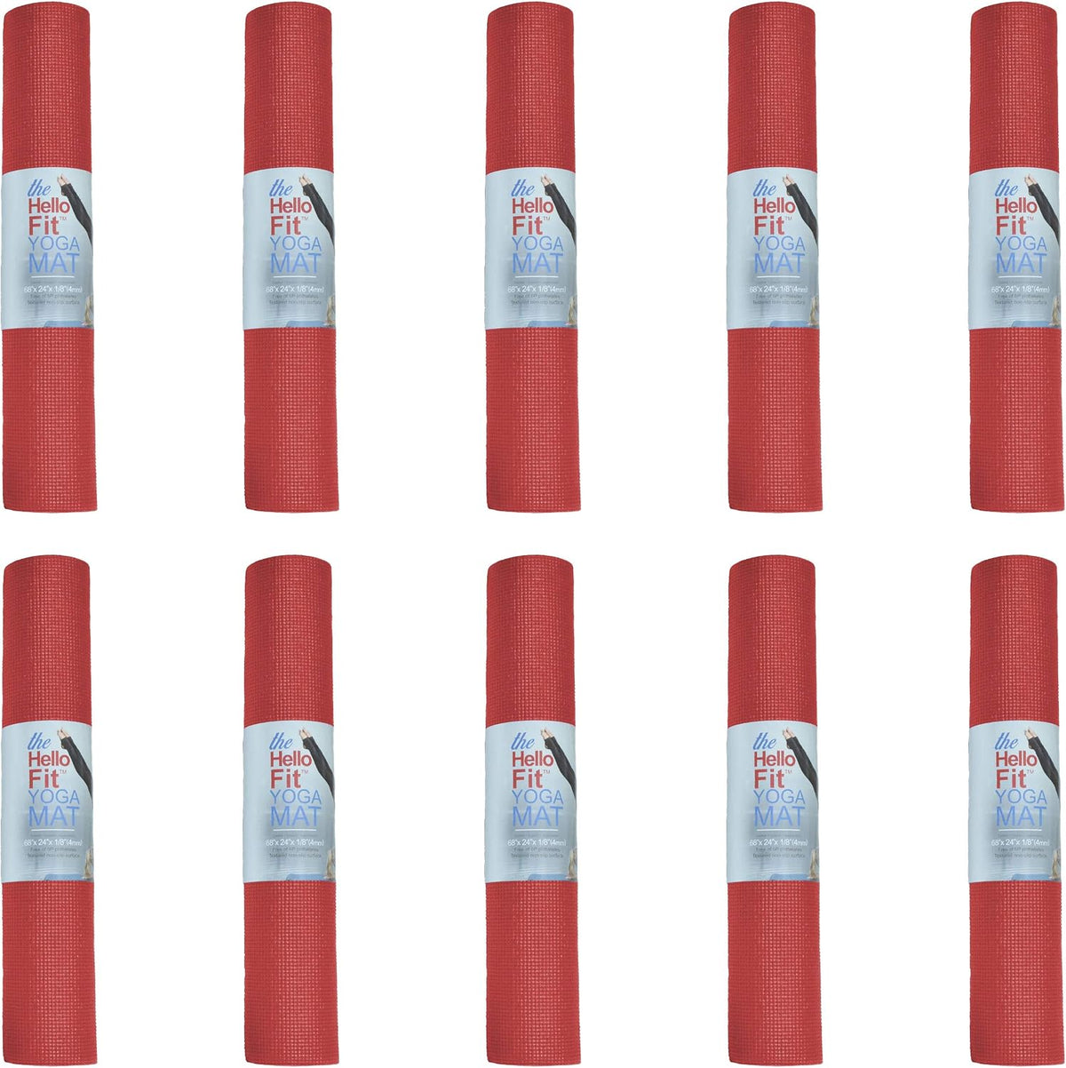 Bulk Yoga Mats, 10 Pack, 4mm Thick, 68x24in