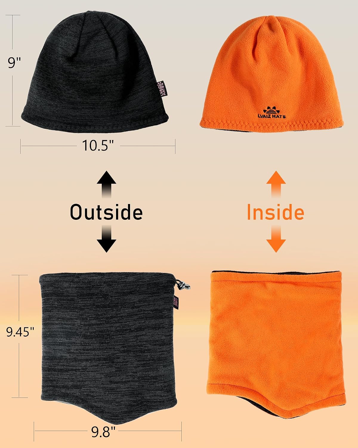 Winter Beanie Hat Scarf Set for Men Women Fleece Lined Warm Windproof Ski