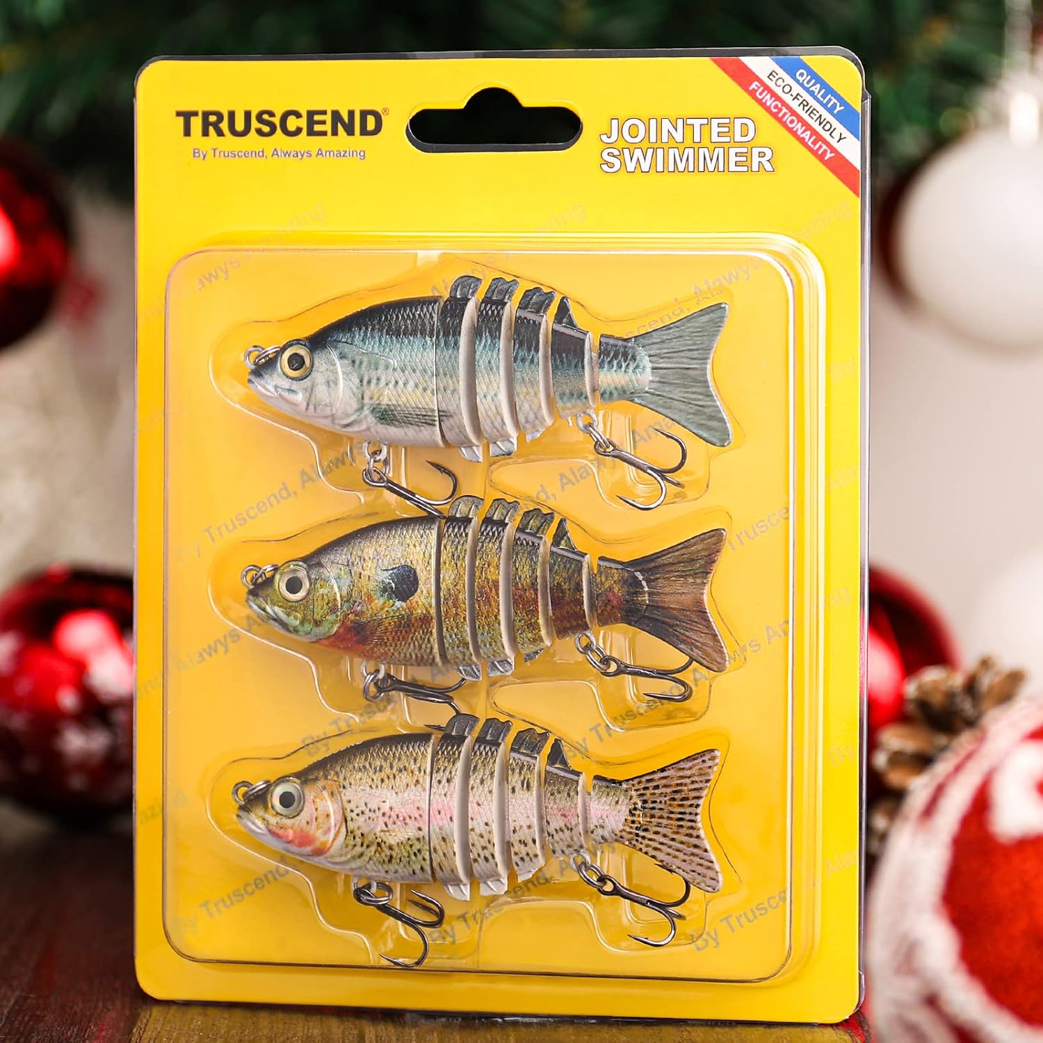 TRUSCEND Swimmax Easy Catch Fishing Lures with BKK Hooks, Wiggling, Vibrating, Rattling and Gurgling for More Bites, Heavy-Duty Dyneema Fiber Jointed Swimbaits for Bass, Trout, Crappie, Walleye, Pike