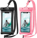 CACOE Floatable Waterproof Phone Pouch 2 Pack Up to 7.0",Black+Pink