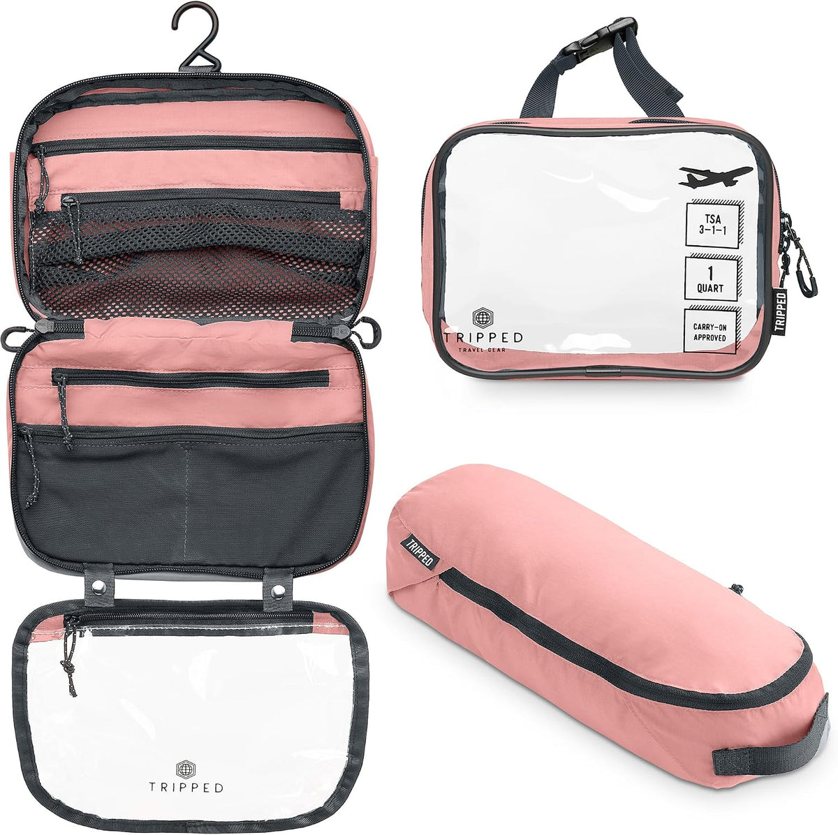 TRIPPED Travel Gear 3-Piece Travel Toiletry Bag Set