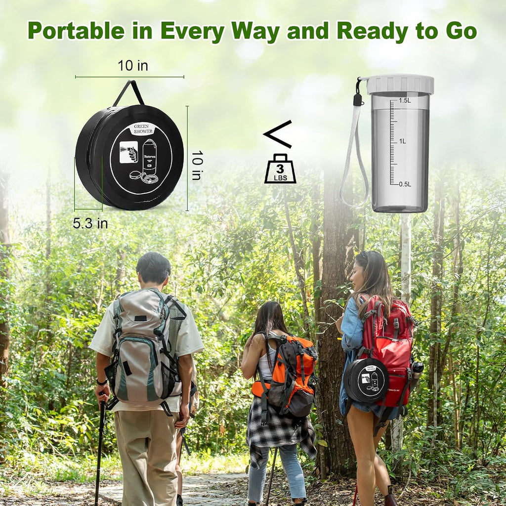 Portable Camping Shower with Battery Powered Pump, 5 Gal/20L Solar Heated Camp Shower Bag, 3-Mode Shower Head & Travel Case for Outdoor Camping, Beach Rinse & Dogs