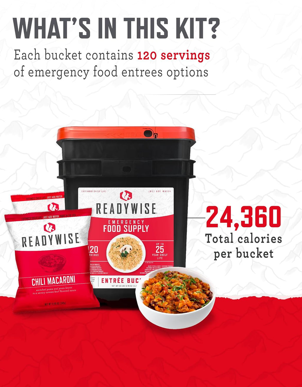 READYWISE Emergency Survival Food Supply Favorite Sample Bucket 120 Serving