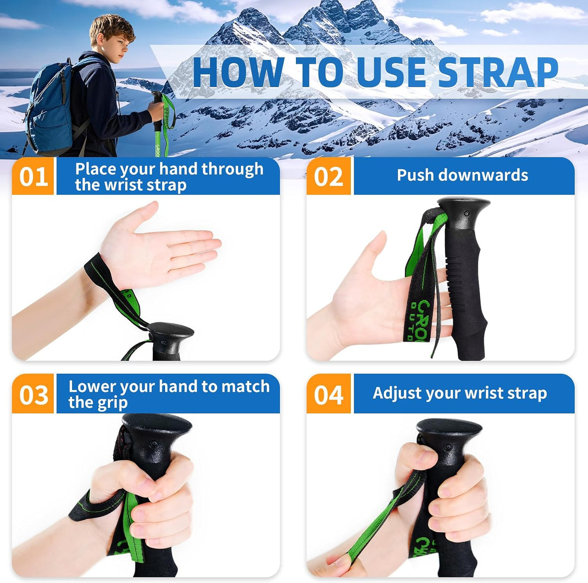 Kids Hiking Poles, Kids Walking Stick, Lightweight Aluminum Adjustable