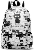 Funny Black Cat School Backpack for Girls Boys Bookbag, 17 Inch Cat Laptop Backpack, Cats Animals Theme Back Pack for School Travel Hiking Camping