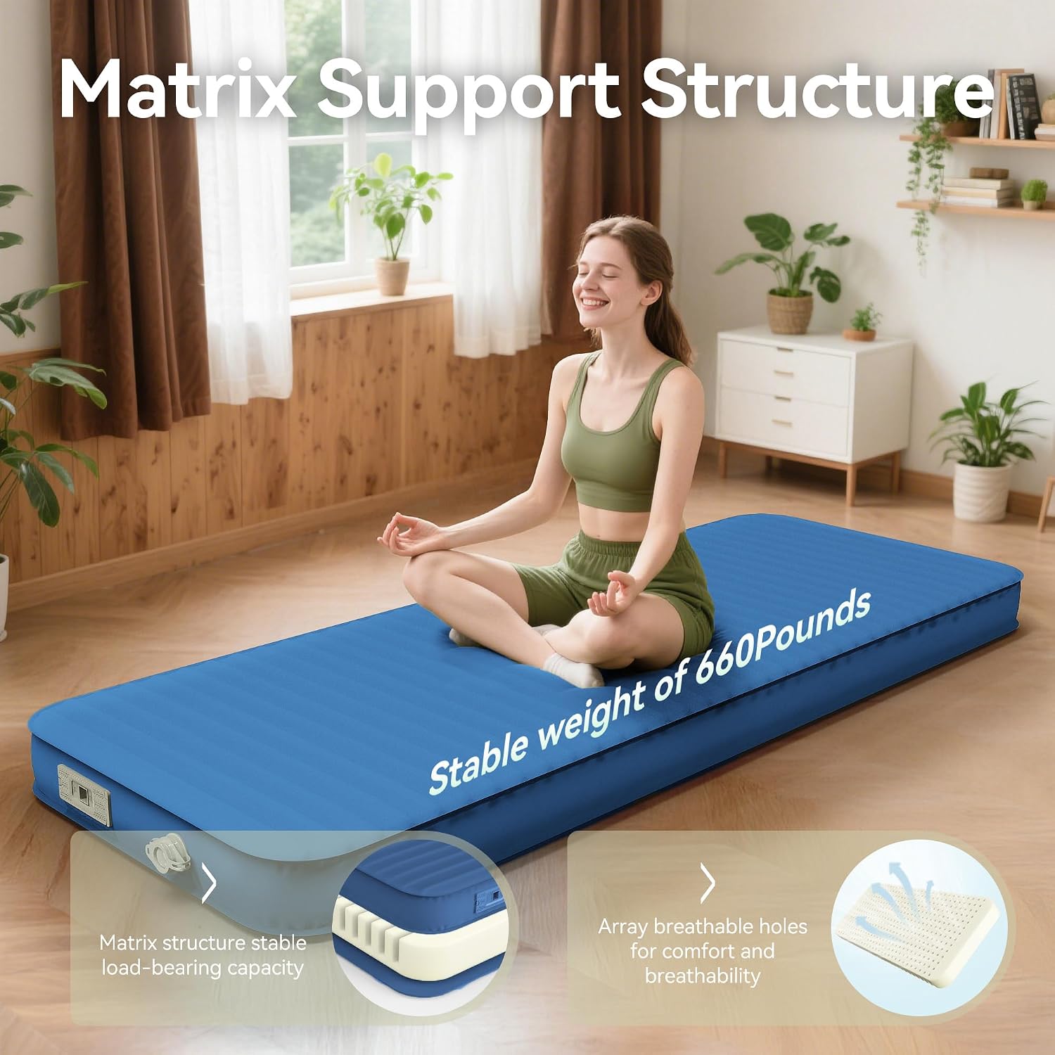 Sleeping Pad for Camping, Self Inflating 4" Memory Foam Mat