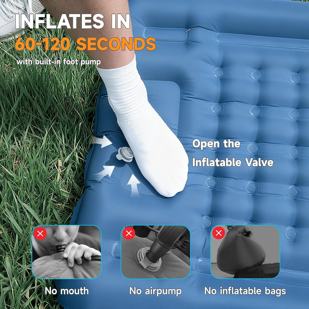 Camping Sleeping Pad, 5" Inflatable Sleeping Mat with Pillow