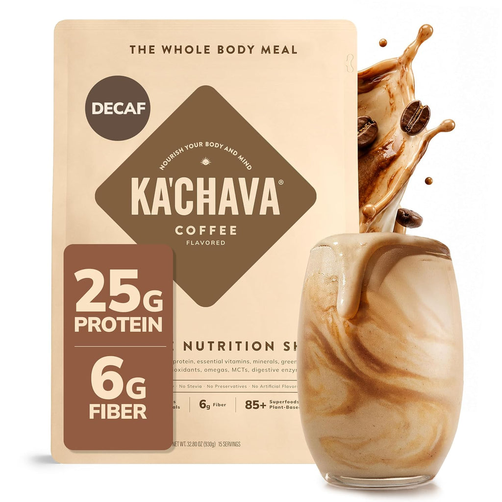 Ka'Chava Nutrition Shake - Vegan Meal Replacement, 85+ Superfoods & Nutrients, Meal Replacement, Greens Plant-Based Powder Protein Drink, Digestive Enzymes & Probiotics - Variety Pack 5 Servings