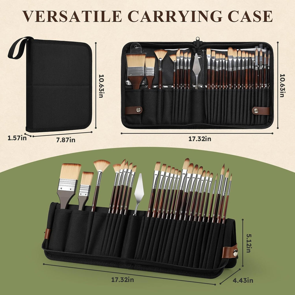REDSHELL 26pcs Paint Brush Set, Acrylic Oil Painting Brushes for Artists