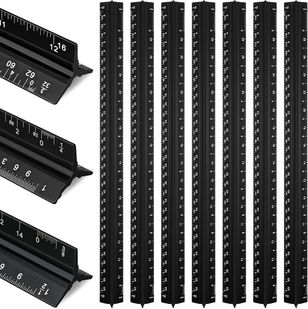 Macarrie 10 Pcs Architectural Scale Ruler 12" Engineers Scale Set, 3 Colors