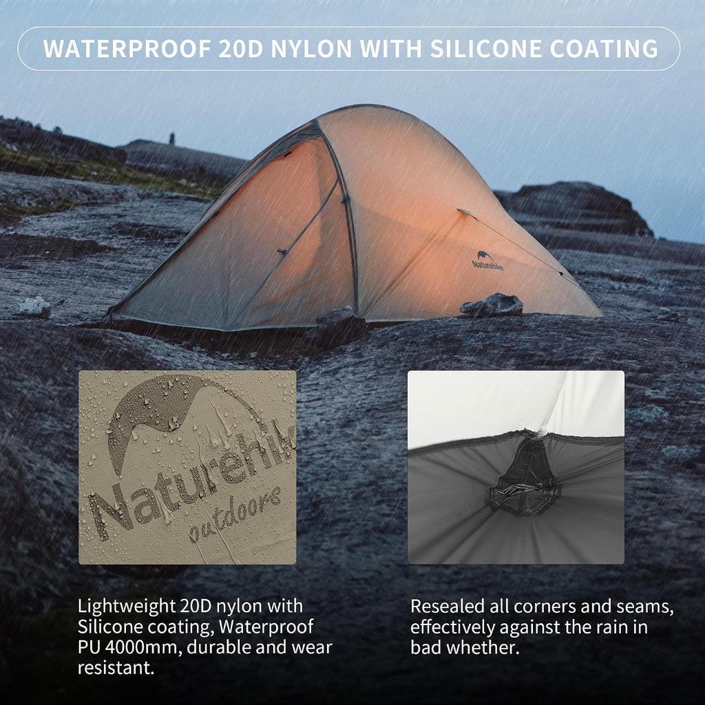 Naturehike Cloud Up 1 Person Tent, Lightweight Backpacking Tents for One Man, Waterproof Ultralight One Person Tent for Camping Hiking Backpacking