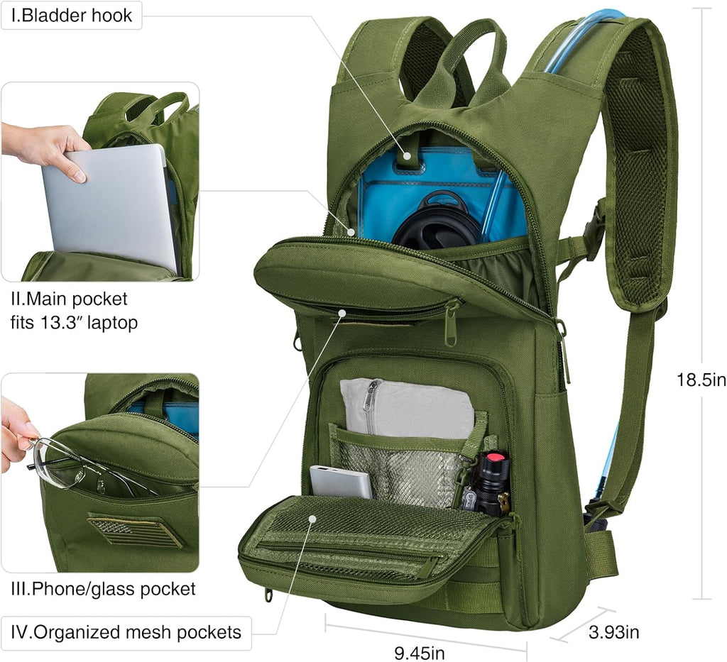 NOOLA Hydration Backpack, Tactical Water Backpack with 3L TPU Water Bladder