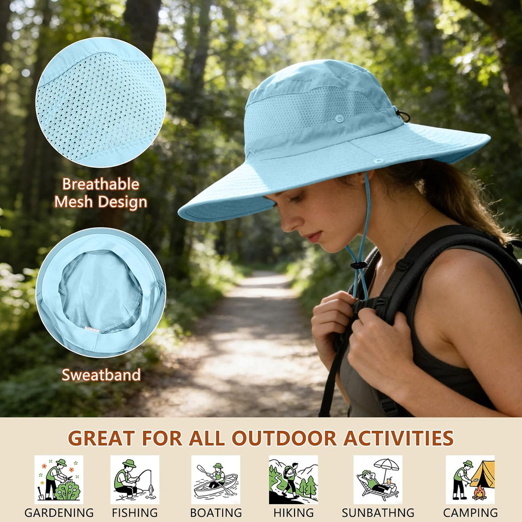 ZOORON Sun Hats for Men Women Fishing Hat with Neck Flap UPF 50+ Wide Brim