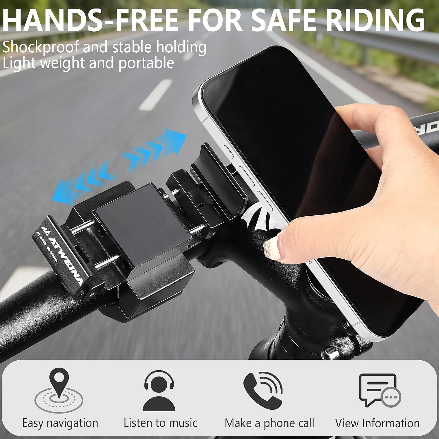 Bike Handlebar Mounts for 4.5-7.1 Phones (Black)