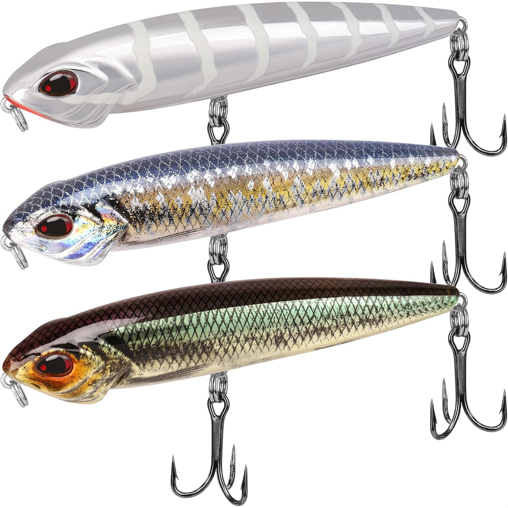 TRUSCEND Popobait Easy Catch Fishing Lures with BKK Hooks, Instant Startup, Longer Cast, Balanced Spray/Sound/Swim, Plopper Topwater Lures for Bass, Trout, Pike, Walleye, Freshwater Saltwater Fishing