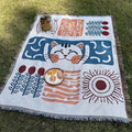 White Picnic Blanket, Extra Large Soft Cotton Gauze Picnic Rug 71"x71", Lightweight Breathable Blanket, Machine Washable for Beach, Camping, Park, Couples (Purr Petals)