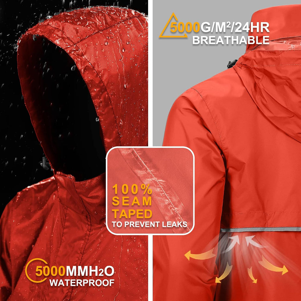Outdoor Ventures Men's Rain Jacket Waterproof Lightweight Packable Pullover