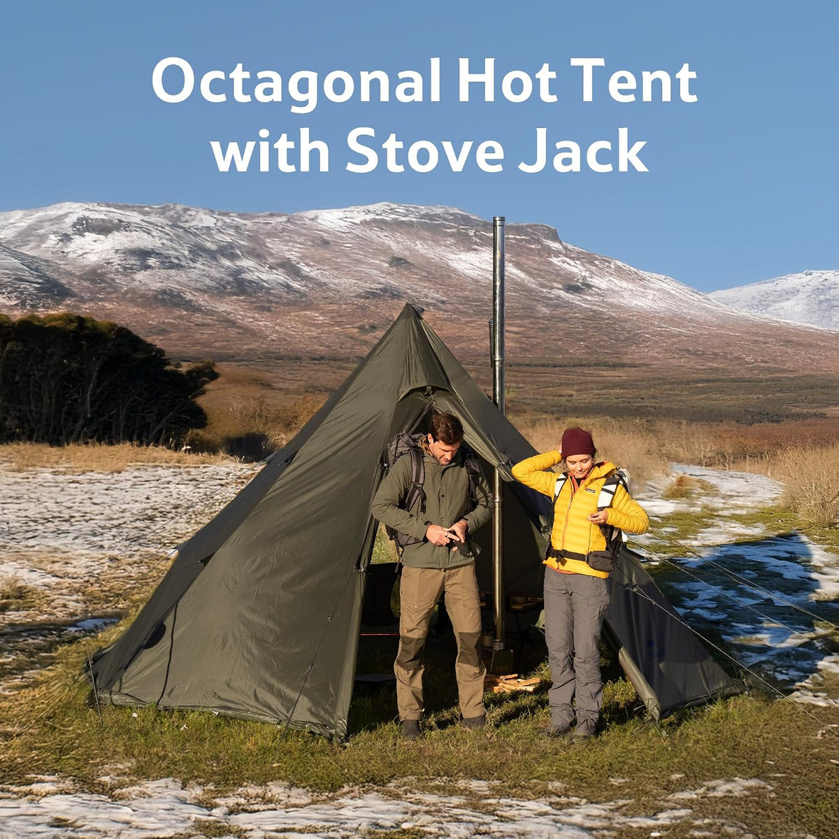 Naturehike Ranch Fire Teepee Tent, Cold Weather Winter Hot Tent with Stove Jack, 4-6 Person Waterproof Windproof 4 Season Tents for Camping