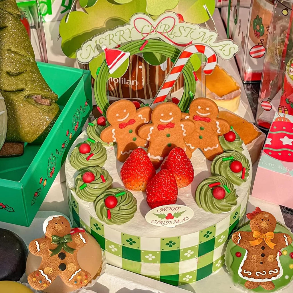6 Pcs Christmas Fondant Molds, Gingerbread Man Chocolate Candy Silicone Mold, Kitchen Baking Cake Decorating Mold for Cupcake Toppers, Bread, Cookies, Marzipan, Soap, Epoxy Crafts, Candles, clay