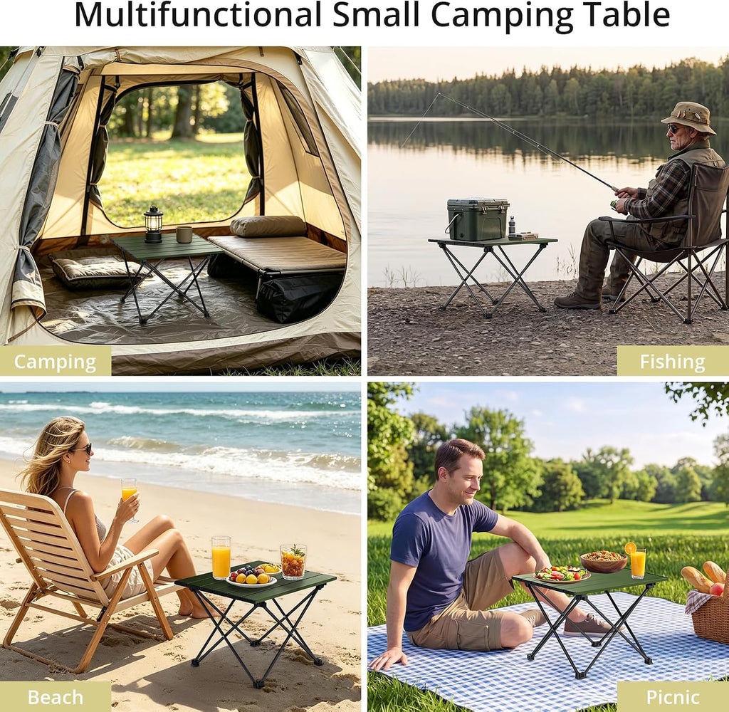 Anbte Small Folding Camping Table, Aluminum Frame, 45 lb Capacity