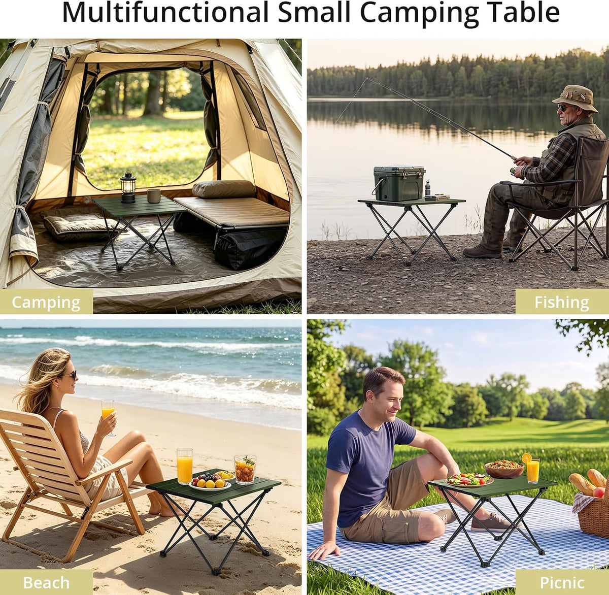 Anbte Small Folding Camping Table, Aluminum Frame, 45 lb Capacity